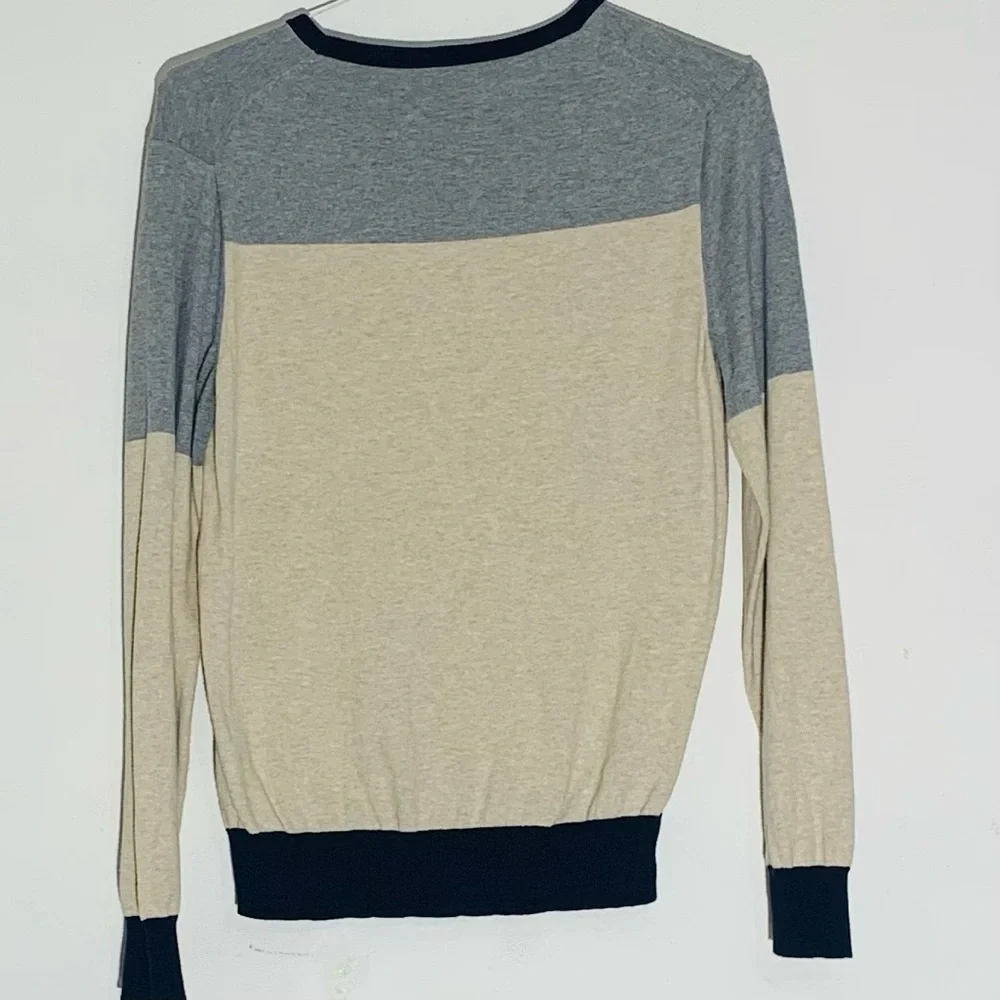 J. Crew Men's Colorblock Sweater - Gray and Cream Sz S